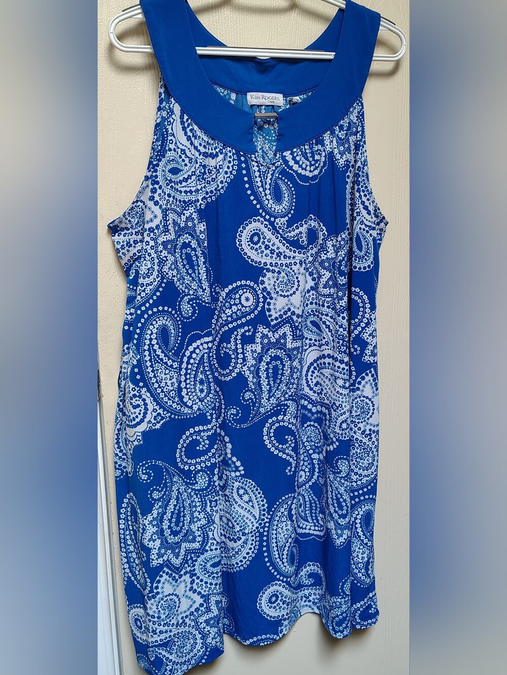 Kim Rogers Royal Blue and White Paisley Sleeveless Dress